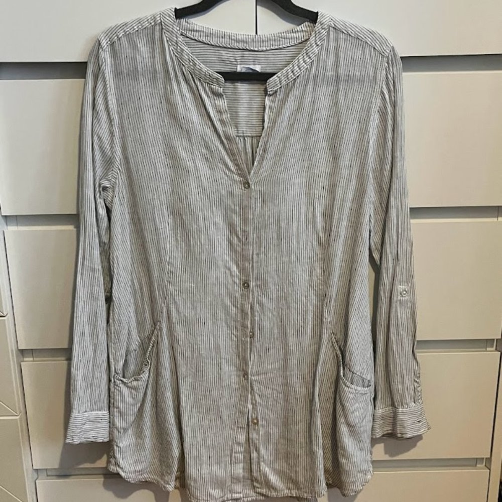 Sigrid Olsen Button Front Linen Tunic - Size M 31… - image 2